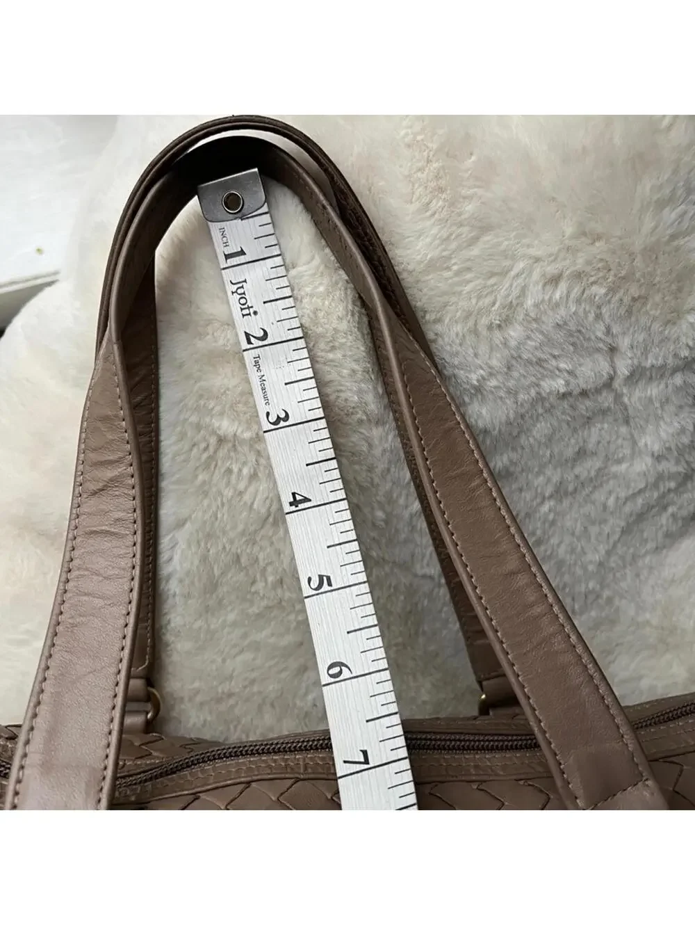 BV Style intrecciato woven leather bowler tan beige  Satchel Handbag Meyers VTG
